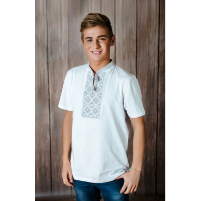 Embroidered t-shirt for men "Otaman" gray on white